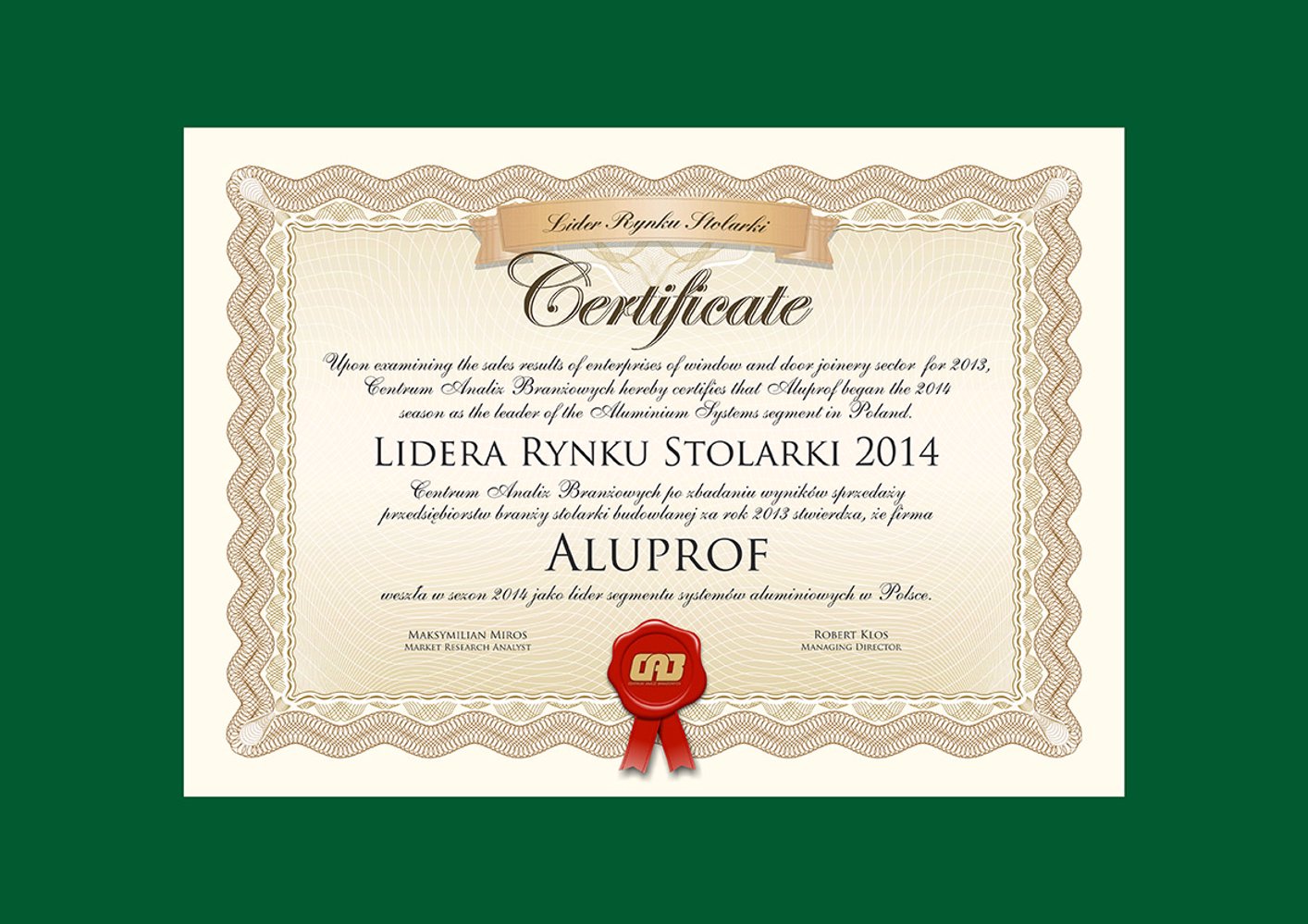 Aluprof podwójnym liderem rynku stolarki 2014