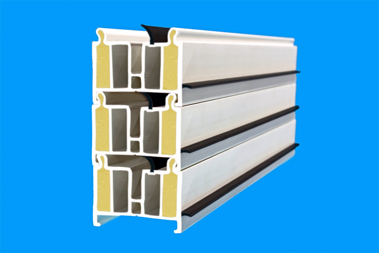 Profile Metal -Plast - opcja łączenia w pionie i wypełnień komór pianką PU