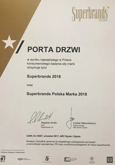 Porta Drzwi z tytułem Superbrands 2018