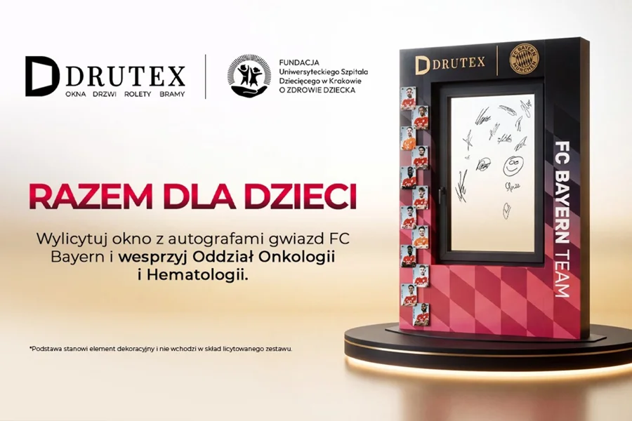 Rusza charytatywna aukcja unikatowego okna Drutex z autografami FC Bayern